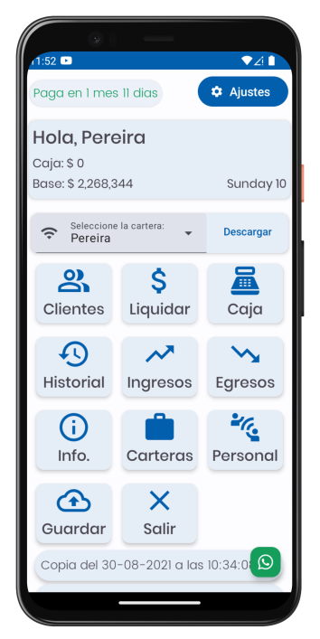 Vista de la aplicación CrediPagos